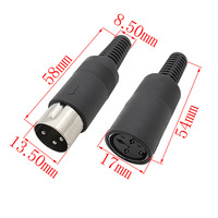 EBY 10 Stück Mini-DIN-Stecker 3/4/5/6/8-polig, männlich/weiblich, Steckdose, Lötanschluss, Kunststoffgriff, Adapter, Schwarz/Silber