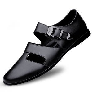 Men's <b>Sandals</b> Uniform Dress Oxford Derby Business Shoes Hasp Buckle Outdoor Hollow Out Air Hole Leather Slip on <b>Closed</b> <b>Toe</b> - Product Image 4