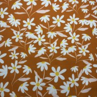 Tissu en toile de coton 8 oz imprimé numériquement sur mesure, motif floral marguerite orange brûlé, 1 m minimum pour sacs, coussins, textiles de maison et artisanat