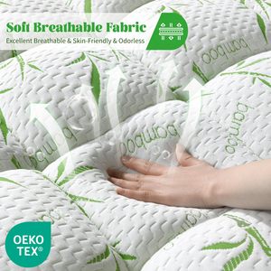 Cubrecolchón de Fibra de Bambú, Suave, Transpirable, Acolchado, Refrescante, para Hotel y Hogar - Product Image 2