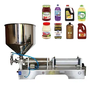 液体和糊状灌装机100-1000毫升卧式气动活塞灌装机，用于具有CE证书的油膏乳液