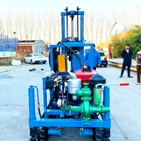 Plataforma de Perforación Portátil de Bajo Consumo con Motor Diésel de 22HP-35HP, Bomba Hidráulica, Profundidad Máxima de 200m, Caja de Cambios, Motor y Perforadora Multibroca para Pozos de Agua