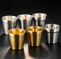 Gobelets empilables en acier inoxydable SUS304, or et argent, pour eau, bière, café, restaurant, maison, camping, vente en gros