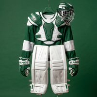 Maillot de gardien de but de hockey sur glace personnalisé imprimé, vert et blanc, 100 % polyester, séchage rapide, taille élastique, sans manches, adulte unisexe, logo OEM