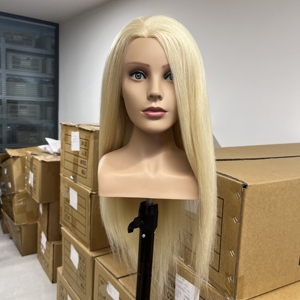 <span class=keywords><strong>Tête</strong></span> de mannequin 80% cheveux humains, 26 pouces de long, avec épaules, pour coiffure <span class=keywords><strong>à</strong></span> chaud, têtes d'entraînement, mannequin de coiffure pour chignons - Product Image 1