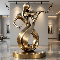 Sculpture de Musicien en Bronze Coulé Jouant du Violon, Figurine Moderne Faite à la Main, Statue Décorative pour Jardin, Maison, Hôtel, École, Tailles Personnalisées