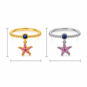 Anello regolabile a forma di stella a cinque punte con apertura, gioiello da donna dal design alla moda per l'uso quotidiano - Product Image 5