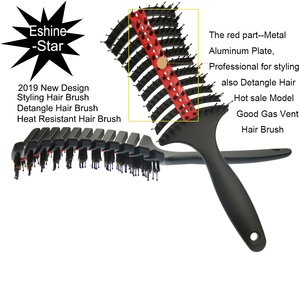 Cepillo de <span class=keywords><strong>pelo</strong></span> Natural para salón de belleza, cerdas de jabalí, etiqueta privada rizada, mezcla de <span class=keywords><strong>pelo</strong></span>, herramientas de estilismo de cabello de nailon - Product Image 2