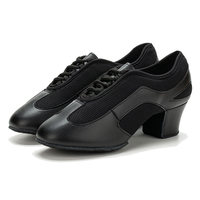 Chaussures de Danse de Salon Confortables pour Femmes, Talon de 5 CM, Semelle en Daim Souple, pour Entraînement et Exercice en Intérieur (Noir/Marron)