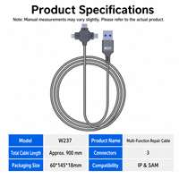 Câble W237 IDFU 3-en-1 DFU, outil de maintenance Plug and Play pour iPhone Samsung avec mode de flashage en un clic