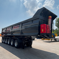 Semi-remorque benne à 6 essieux en U, carrosserie en acier au manganèse robuste pour le transport de sable, gravier, agrégats et matériaux de construction