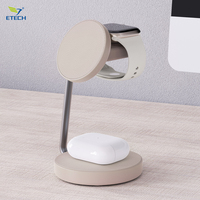Chargeur sans fil ETECH Premium Trio Ultra-Fin en Aluminium EWL-24006-E Port Type-C Charge Rapide 5W/10W/15W pour Écouteurs