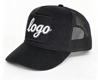 Zwarte verwisselbare klittenband patch mesh trucker pet aanpasbare snapback cap voor streetwear