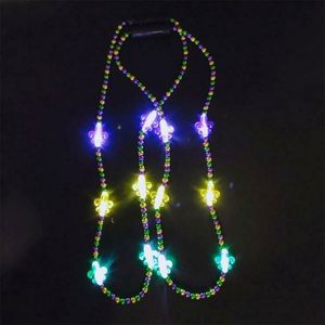 Collar de cuentas acrílicas personalizado con luces LED y cuentas brillantes de Mardi Gras - Product Image 4