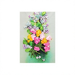 Nouveau kit d'art mural DIY en tissu Oxford 3D cousu à la main avec motif de bouquet pour salon, chambre à coucher, bureau - Product Image 1