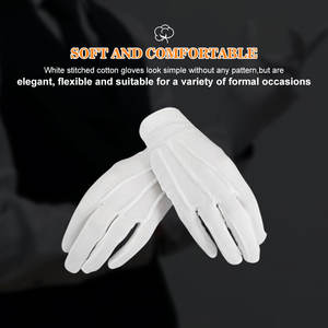 Nuevos 12 pares de guantes de inspección de algodón blanco, guantes de trabajo ligeros de algodón Lisle, función protectora de joyería de monedas, muestra gratis - Product Image 6
