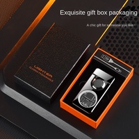 Briquet gonflable intelligent à double flamme Détecteur moderne Dispositif d'allumage coupe-vent Briquet métallique personnalisé créatif