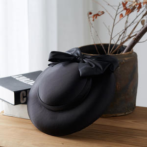 <span class=keywords><strong>Chapeau</strong></span> Fedora à large bord pour <span class=keywords><strong>femme</strong></span>, en satin vintage, élégant, avec grand nœud, calotte profonde, accessoires pour cheveux pour <span class=keywords><strong>mariage</strong></span> et église, vente en gros - Product Image 5