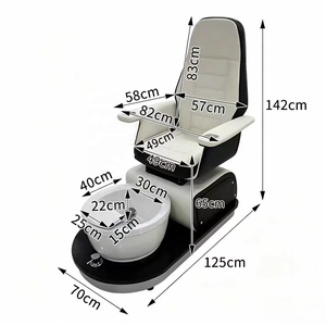 Fauteuil de pédicure avec siège et dossier inclinables, bain de pieds sans tuyauterie, drainage manuel pour salon de manucure - Product Image 6