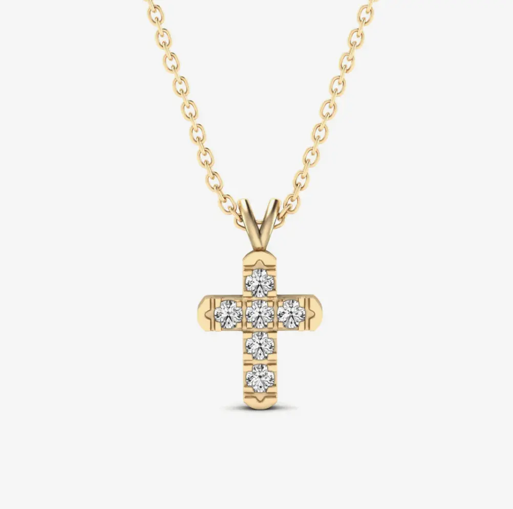 Inspire Jewelry Wholesale Custom Diamond Cross Pendant Necklace Iced Out CZ Crystal Rhinestone Zircon Religious Cross Necklace