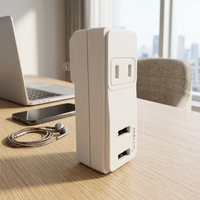 Adaptateur de voyage standard japonais PSE avec une prise 2 broches vers une double prise et 2 ports USB
