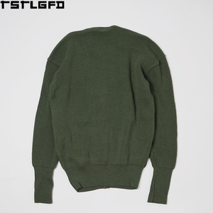 Cardigan en laine côtelée personnalisé pour homme, vert olive, avec trous pour les pouces, coupe oversize, style streetwear, fabricants de pulls pour homme en gros - Product Image 6