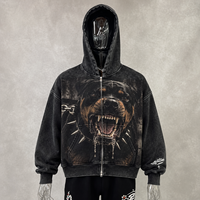 Fabricantes de Ropa Personalizada, Sudadera con Capucha de Felpa Francesa Gruesa, Estampado DTG, Diseño Jumbo, Lavado Ácido Vintage, Estilo Desgastado