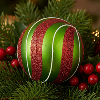 LANTINGXU Supply America - Juego de Bolas de Navidad Rojas y Verdes, Diseño Personalizado, Adornos de Plástico con Puntos Blancos