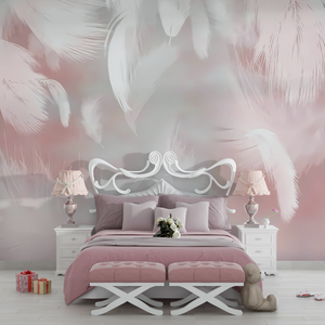 Carta da <span class=keywords><strong>Parati</strong></span> con Piume Rosa Sognanti, Stile Moderno, Adesiva Senza Cuciture per Camere dei Bambini, Camere da Letto, Soggiorni, Caffetterie - Product Image 4