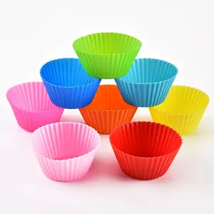 Silicone round Reusable colorful small food grade diy 3d baking tools round mafen cup cake silicone cupcake mold