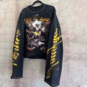 Tissus en molleton français avec strass personnalisés, impression numérique directe sur tissu, impression sérigraphique, sweat-shirt à capuche court 380GSM pour hommes, fabricant de sweat-shirt confortable, sweat-shirt vintage - Product Image 3