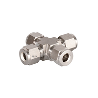 Raccord croisé à compression à double ferrule en acier inoxydable 4 voies SS304 SS316 pour tube d'instrument haute pression