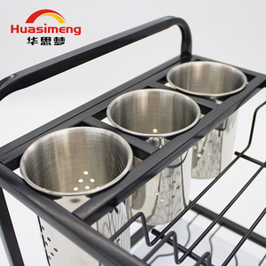 Huasimeng Dish Rack Stainless Steel Square Tube Multi Functional Kitchen Storage With Tray Draining Rack - Product Image 2