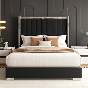 Base de repos moderne de luxe réglable en velours rembourré avec détails réfléchissants et extrémités légèrement courbées pour les intérieurs résidentiels - Product Image 1