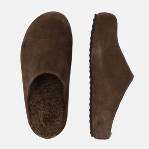 शेपस्किन फर पर कस्टम स्लिप गोल पैर की अंगुली भूरे रंग की गाय सूड क्लॉक महिलाओं के लिए - Product Image 2