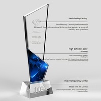 Trophée de récompense en cristal de diamant haut de gamme personnalisé 27*8 cm, style minimaliste, impression UV vierge pour gravure laser