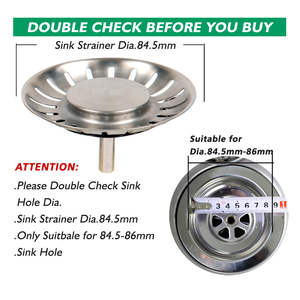 WaiiHO 001 Lot de 2 bouchons d'évier de cuisine en acier inoxydable avec passoire et filtre - Product Image 2