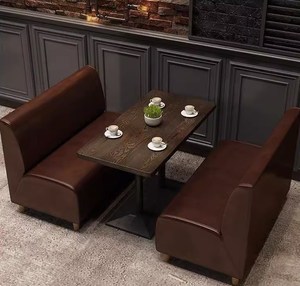 Juego de Sillas y Mesa de Madera con Asientos de Cuero Estilo Vintage para Restaurante, Cafetería, Bar, Hotel, <span class=keywords><strong>Bistro</strong></span> - Product Image 4