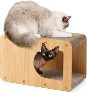 Cardboard <b>Cat</b> Scratcher House, 17-Inch Corrugated <b>Cat</b> Scratcher for Indoor <b>Cats</b>, Kitten <b>Scratching</b> <b>Board</b> Pad, Brown - Product Image 1