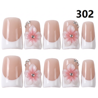Faux Ongles Press-On Faits Main 646-650 Couleurs Fleurs Canard, 10 Pièces, Styles de Design Uniques pour Doigts