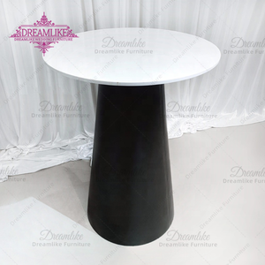 Tables de bar à pied haut de gamme en fer noir avec <span class=keywords><strong>plateau</strong></span> en dalle de roche pour événements, banquets et bars à cocktails modernes - Product Image 3