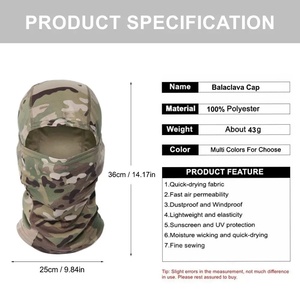 Pasamontañas Deportivo de Poliéster Unisex para Ciclismo al Aire Libre, Protección Solar de Verano, Montañismo, Esquí, Protección Facial Completa Contra el Viento, Camuflaje - Product Image 3