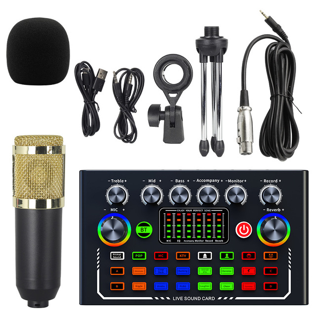 Complete Audio Interface Kit for Instruments Full Set of Mobile and Computer Streaming Singing and Recording Equipment