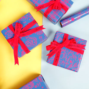 Wholesale 80g Fluorescent Blue Glossy <b>Paper</b> Neon Glow Prints <b>Wrapping</b> <b>Paper</b> <b>Roll</b> - Product Image 3