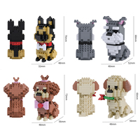 8 styles de modèles de chiens de dessin animé à assembler soi-même, jouet de construction en briques pour enfants