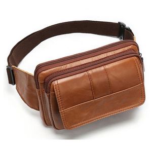 Riñonera Unisex de Cuero Genuino Estilo Vintage con Cierre de Cremallera, Bolsa Impermeable para Hombre y Mujer - Product Image 5