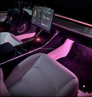 Système d'éclairage de voiture Lumière d'ambiance intérieure LED 64 couleurs, adapté à la lumière d'ambiance de voiture Tesla Model 3