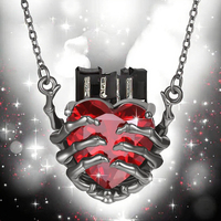 Collier ras du cou gothique rétro punk tendance avec pendentif cœur rouge et chaîne à maillons, imitation perle, matériau principal alliage
