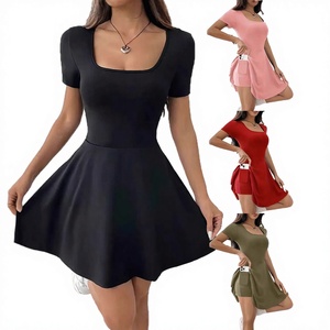 <strong>Hot</strong> for Cross-border European American New Women's Solid Color Empire Waist H Type Slimming Anti-exposure Summer Dress - Product Image 1