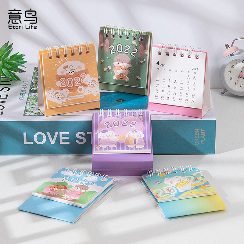 2022 г., креативный настольный мини-календарь, 63x73 мм, милые и свежие декоративные украшения, календарь, школьные и офисные принадлежности